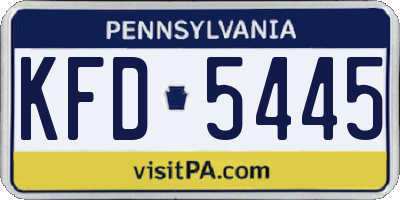 PA license plate KFD5445