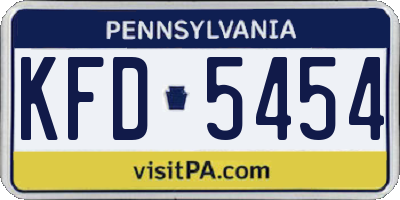 PA license plate KFD5454