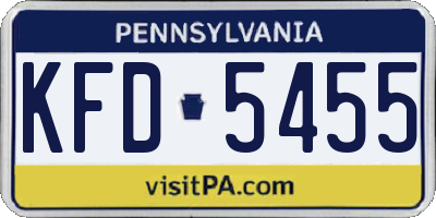 PA license plate KFD5455