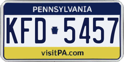 PA license plate KFD5457