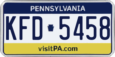 PA license plate KFD5458