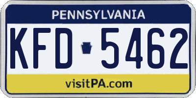 PA license plate KFD5462