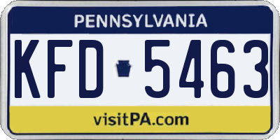PA license plate KFD5463