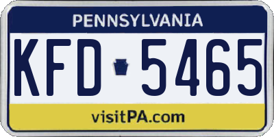 PA license plate KFD5465