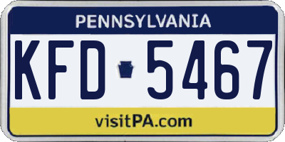 PA license plate KFD5467