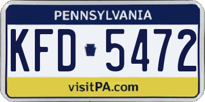 PA license plate KFD5472
