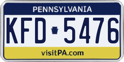 PA license plate KFD5476