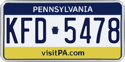 PA license plate KFD5478