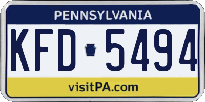 PA license plate KFD5494