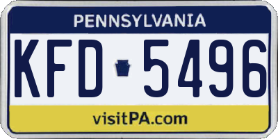 PA license plate KFD5496