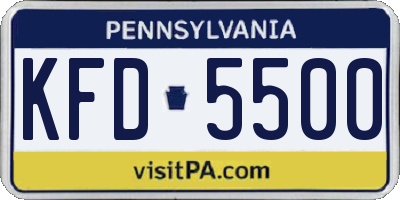PA license plate KFD5500