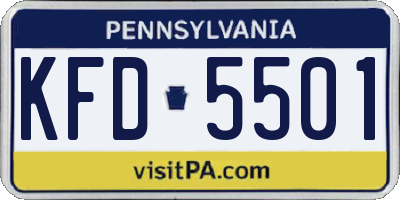 PA license plate KFD5501
