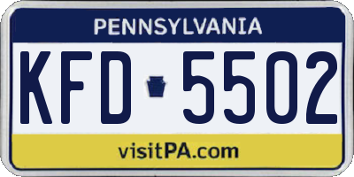 PA license plate KFD5502