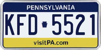 PA license plate KFD5521