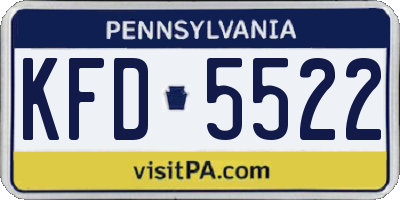 PA license plate KFD5522