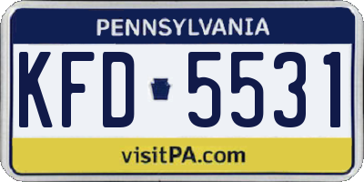 PA license plate KFD5531