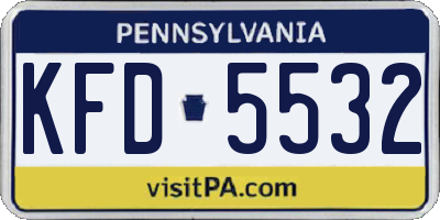 PA license plate KFD5532