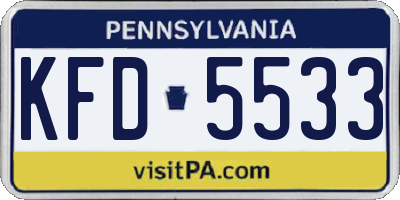 PA license plate KFD5533