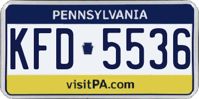 PA license plate KFD5536