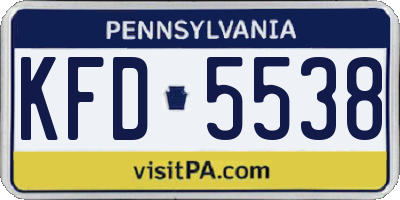 PA license plate KFD5538