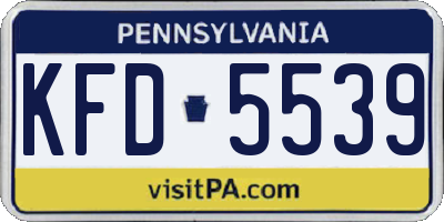 PA license plate KFD5539