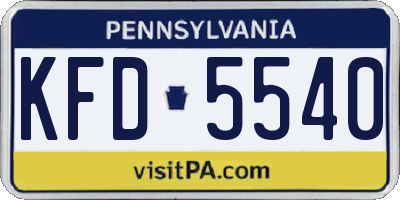 PA license plate KFD5540