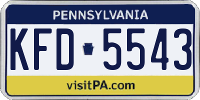 PA license plate KFD5543