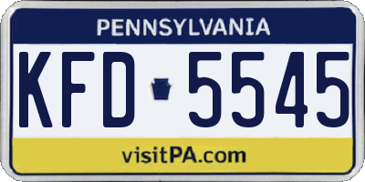 PA license plate KFD5545