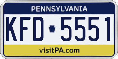PA license plate KFD5551