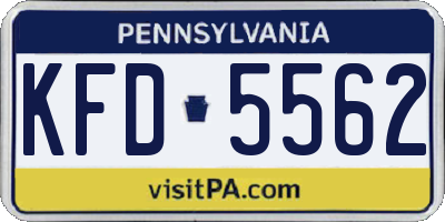 PA license plate KFD5562