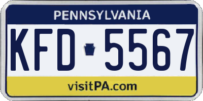 PA license plate KFD5567