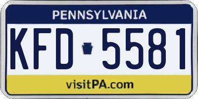 PA license plate KFD5581
