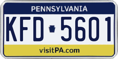 PA license plate KFD5601