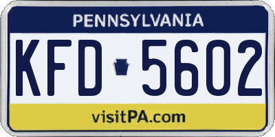PA license plate KFD5602