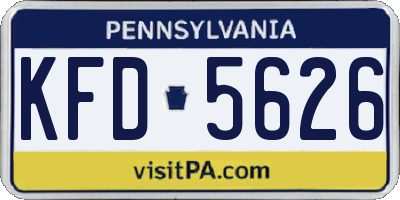 PA license plate KFD5626