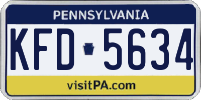 PA license plate KFD5634