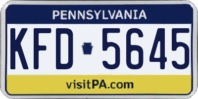 PA license plate KFD5645