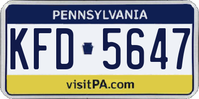 PA license plate KFD5647