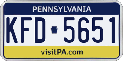 PA license plate KFD5651