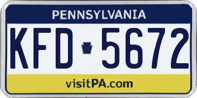 PA license plate KFD5672