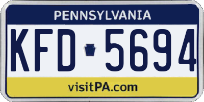 PA license plate KFD5694