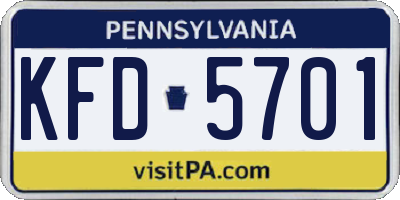 PA license plate KFD5701
