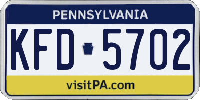 PA license plate KFD5702
