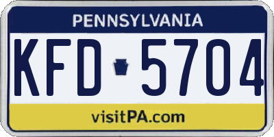PA license plate KFD5704
