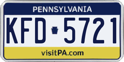 PA license plate KFD5721