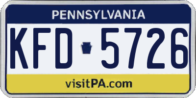 PA license plate KFD5726