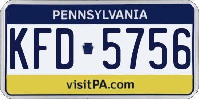 PA license plate KFD5756
