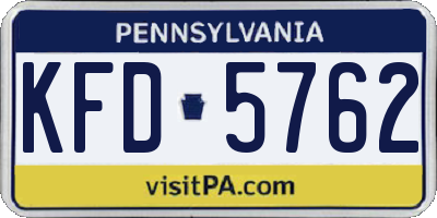 PA license plate KFD5762
