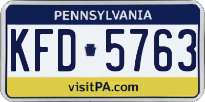 PA license plate KFD5763