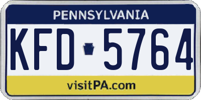PA license plate KFD5764